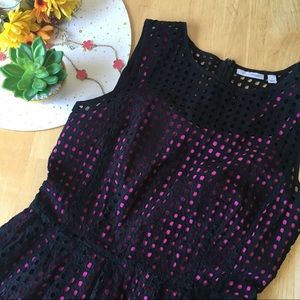 Halogen black and pink eyelet dress